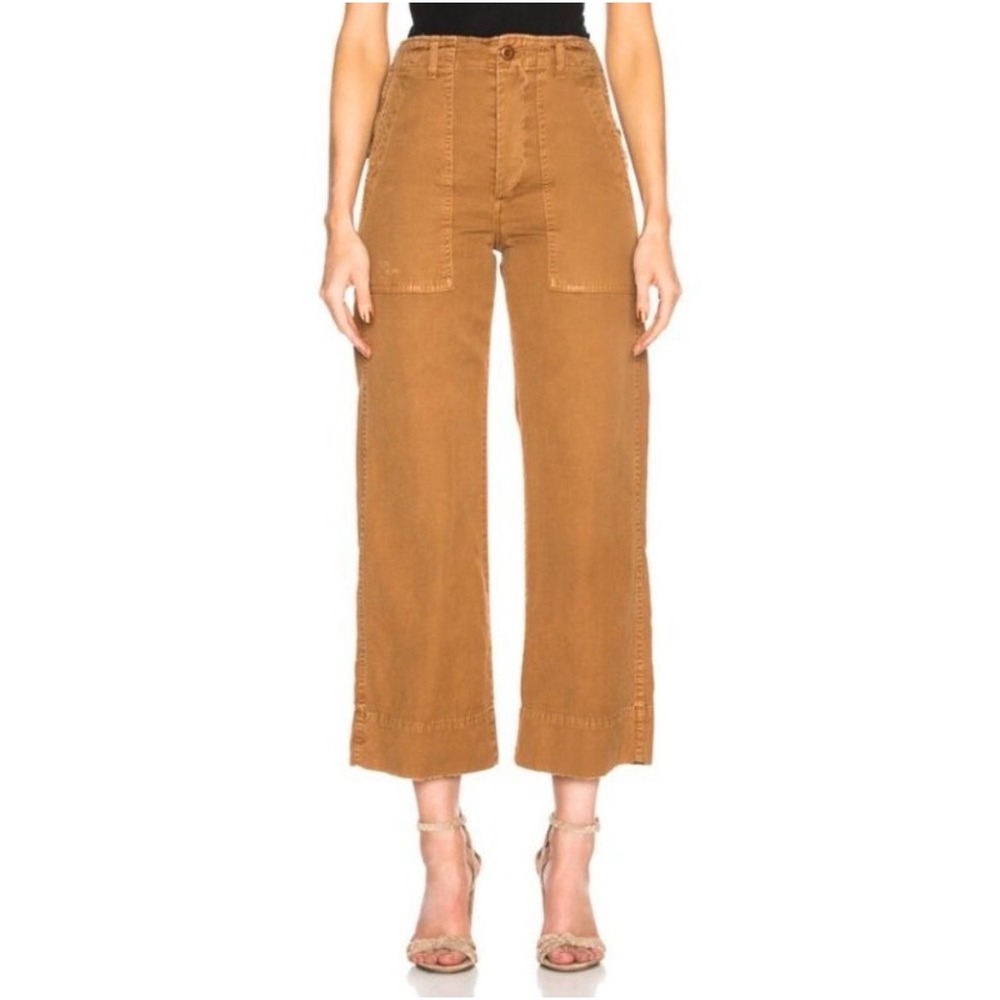 AMO Army Wide Leg pants Tobacco 25 high rise button fly cotton Utility